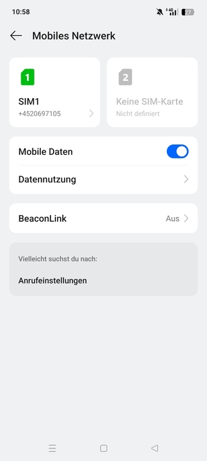 Wählen Sie SIM1 oder SIM2