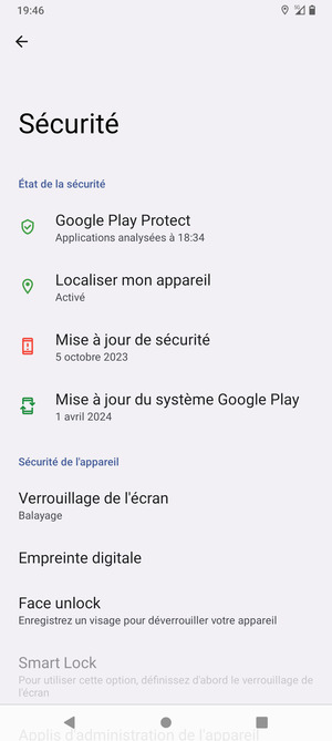 Sélectionnez Verrouillage de l'écran