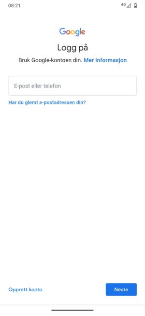 Skriv inn din Gmail-adresse og velg Neste
