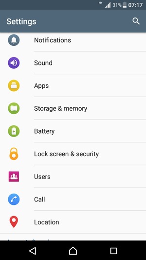 Scroll to and select Battery