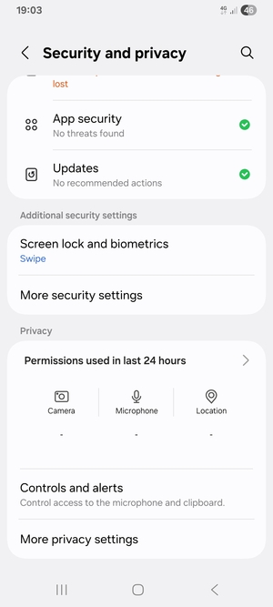 Scroll to and select More security settings
