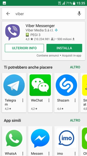Seleziona l'applicazione