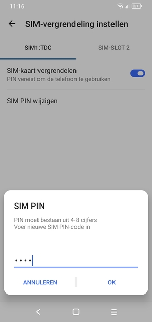 Voer uw Nieuwe SIM PIN-code in en selecteer OK