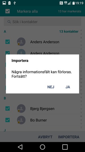 Välj JA