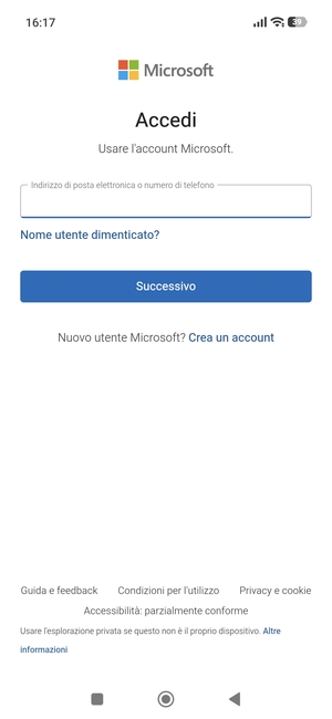 Inserisci il tuo indirizzo Hotmail e seleziona Successivo