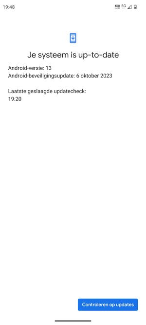 Als uw telefoon up-to-date is, zult u het volgende scherm zien
