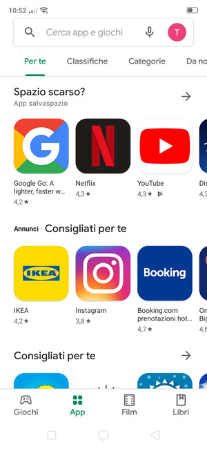 Seleziona la barra di ricerca