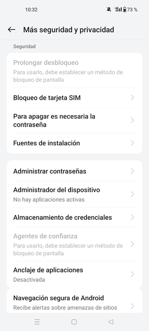 Desplácese y seleccione Bloqueo de tarjeta SIM