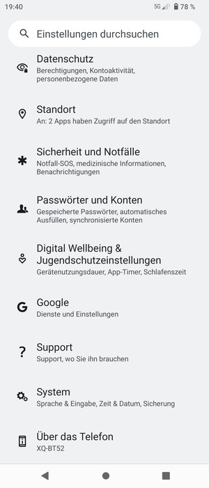 Scrollen Sie und wählen Sie System