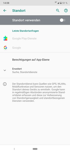 Schalten Sie Standort verwenden aus