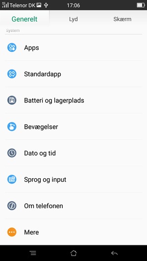 Scroll til og vælg Om telefonen