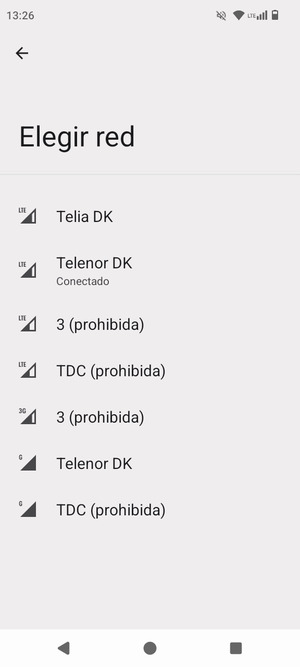 Seleccione un operador de red de la lista