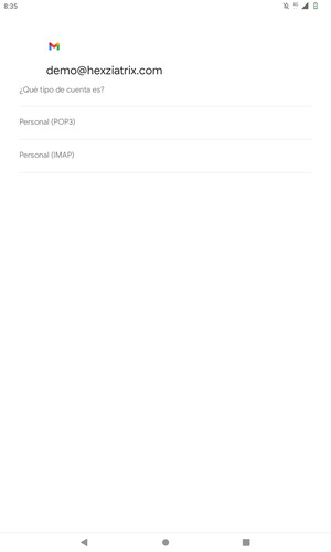 Seleccione Personal (POP3) o Personal (IMAP)