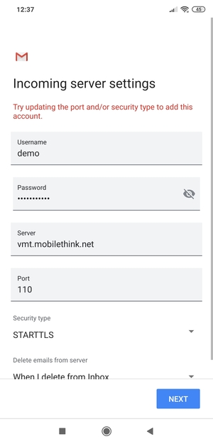 Select Security type