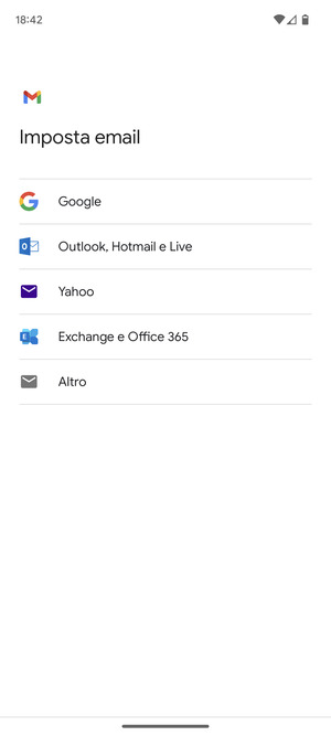 Seleziona Exchange e Office 365