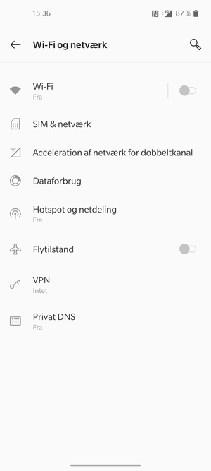 Vælg SIM & netværk