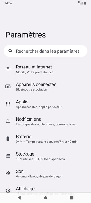 Sélectionnez Réseau et Internet