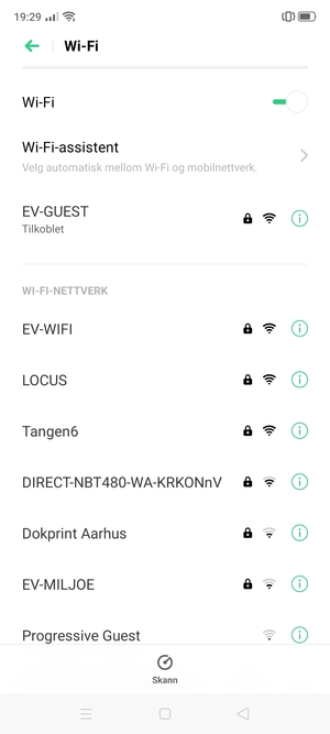 Du er nå koblet til Wi-Fi-nettverket