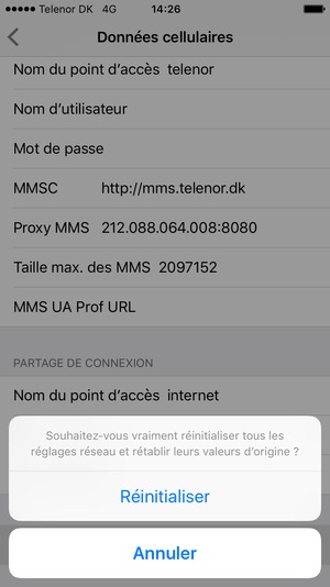 Sélectionnez Réinitialiser