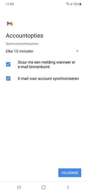 Selecteer VOLGENDE