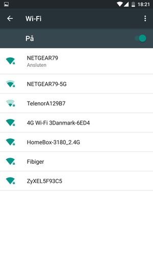 Du är nu ansluten till Wi-Fi nätverket
