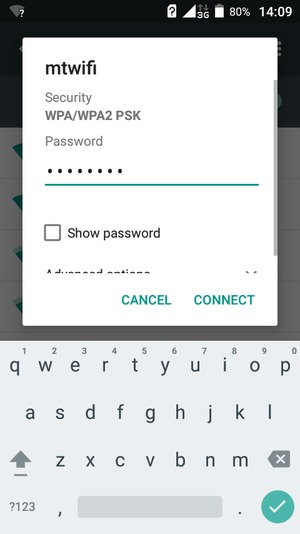 Enter the Wi-Fi password and select CONNECT