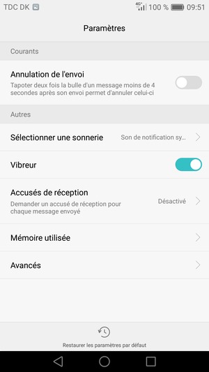 Sélectionnez Avancés