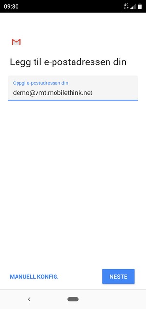 Skriv inn e-postadresse og velg NESTE
