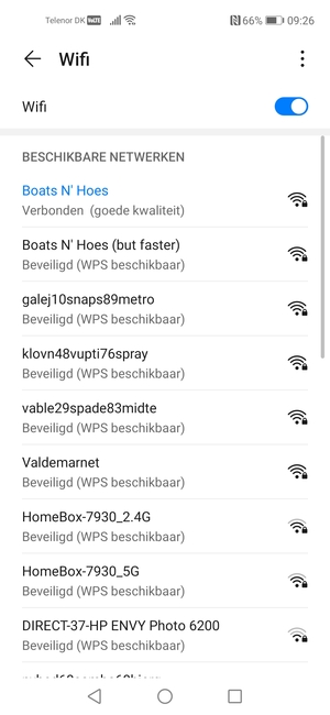 U bent nu verbonden met het WiFi-netwerk