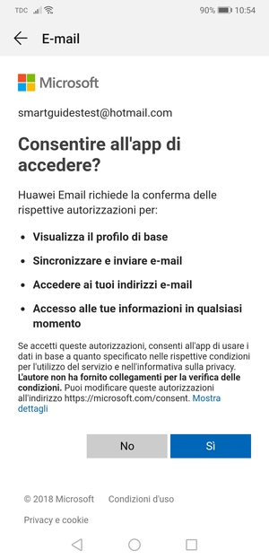 Seleziona Sì