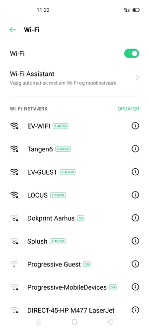 Vælg det trådløse netværk, du ønsker at oprette forbindelse til