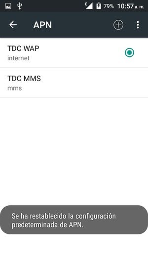 El teléfono se reiniciará con la configuración predeterminada de Internet y MMS