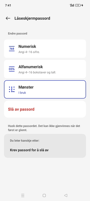 Telefonen din er nå sikret med en skjermlås
