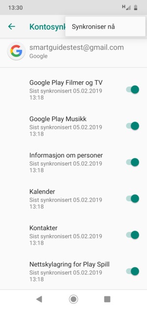 Velg Synkroniser nå