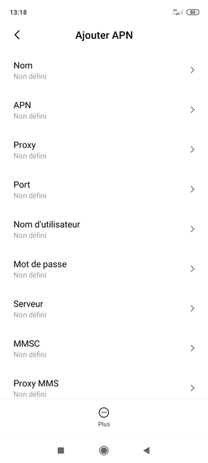 Saisissez les informations Internet