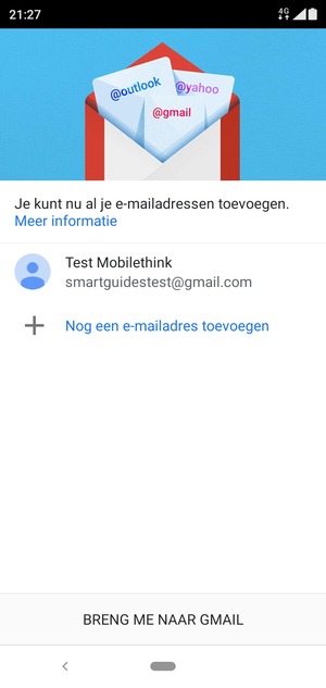 Selecteer BRENG ME NAAR GMAIL
