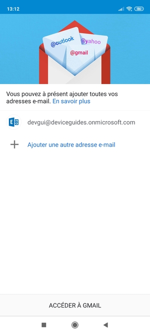 Sélectionnez ACCÉDER À GMAIL