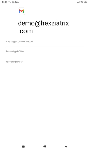 Velg Personlig (POP3) eller Personlig (IMAP)