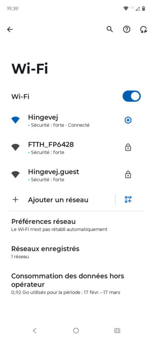 Vous êtes maintenant connecté au réseau Wi-Fi