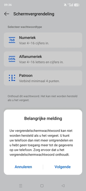 Selecteer Volgende