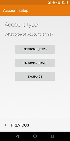 Select PERSONAL (POP3) or PERSONAL (IMAP)