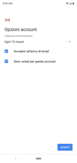 Seleziona AVANTI