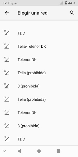Seleccione un operador de red de la lista