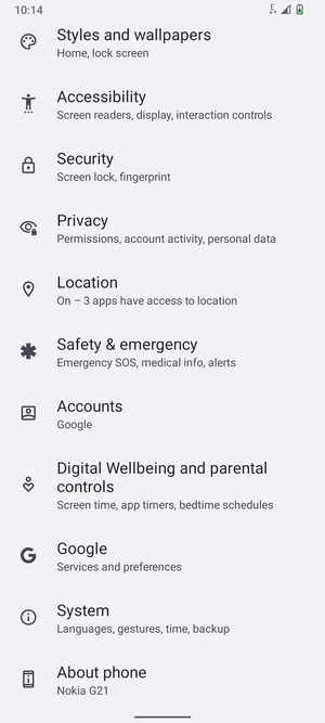 Scroll to and select System