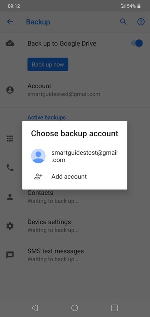 Select your backup account