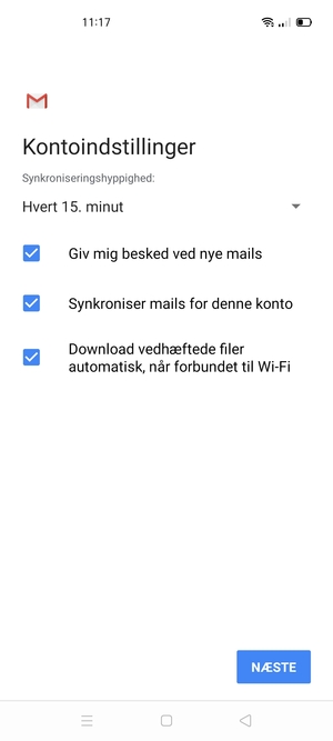 Vælg NÆSTE