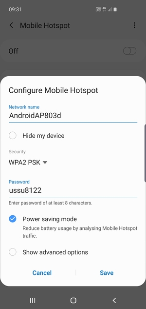 Enter a password of at least 8 characters and select Save