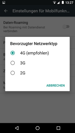 Wählen Sie die gewünschte Option