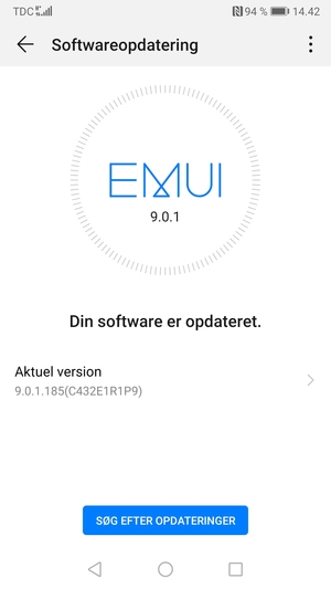 Hvis din telefon er opdateret, vil du se følgende skærmbillede