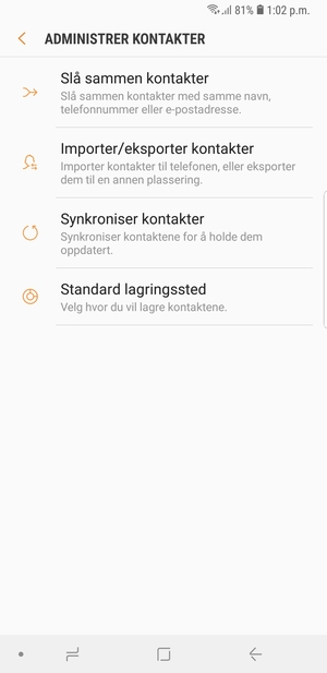 Velg Importer/eksporter kontakter